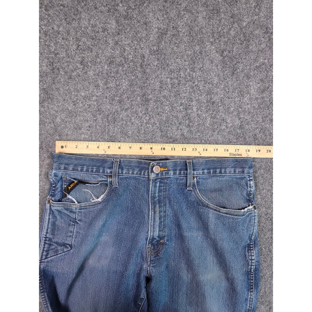 Ariat Rebar M4 Straight Leg Jeans Mens 36x33 Blue Blackstone Low Rise - Picture 2 of 10